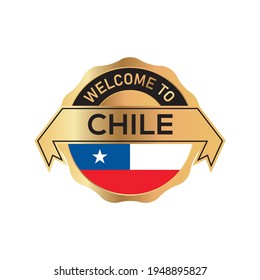 Welcome to CHILE logo badge with  flag