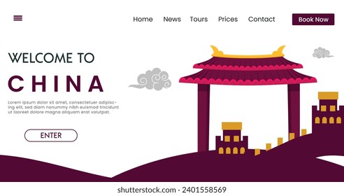 Welcome to China background vector illustration. Travel and Tourism poster. 