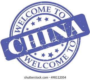 Welcome to China stamp illustration vector on white background