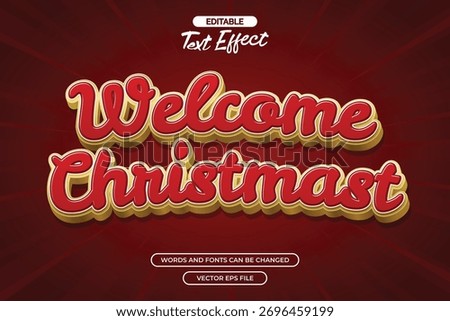 Welcome christmas editable text effect with gold text style and with snow decoration