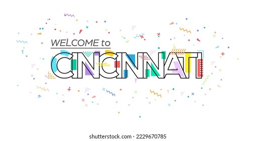 Welcome to Cincinnati. Vector lettering for greetings, postcards, posters, posters and banners. Flat design