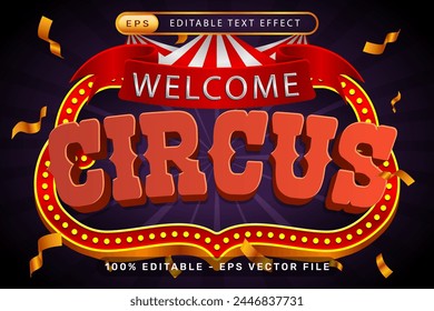 welcome circus 3d text effect and editable text effect with tent and border show
