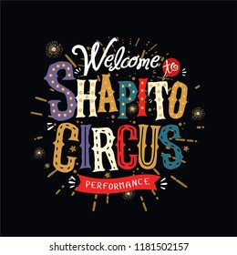 ¡Bienvenidos al circo del espectáculo! signo vectorial para carteles, pegatinas y postales, letras