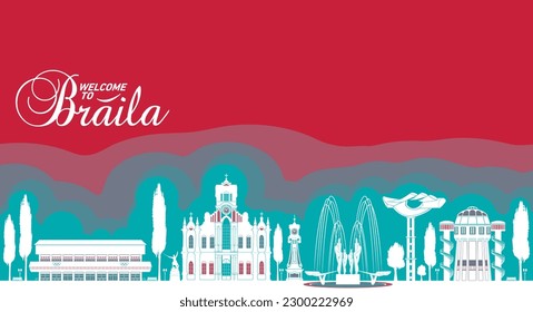 Welcome To The City Of Braila - Romania - Europe - Silhouette Style Icon Landmarks Skyline