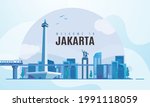 Welcome to the city of Jakarta Indonesia with a city space background illustration