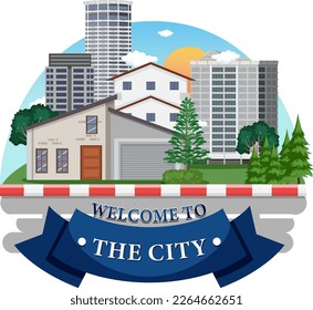 Bienvenido a la ilustración del vector de la ciudad