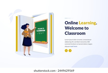 Welcome to classroom, Online learning illustration design