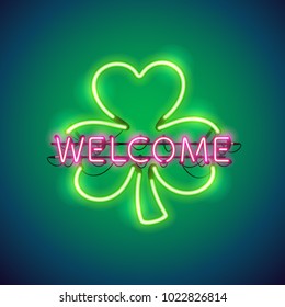 Welcome in Clover glowing neon signs makes it quick and easy to customize your project. Each of object is named and placed in a symbol panel. Used neon vector brushes are included.