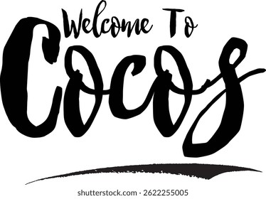 Welcome To Cocos Country Name In Grunge Text Typography