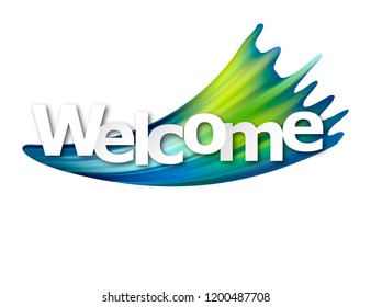 Welcome. Color gradient brush. Bright. Smears of acrylic, watercolors, gouaches. Decorative element. 