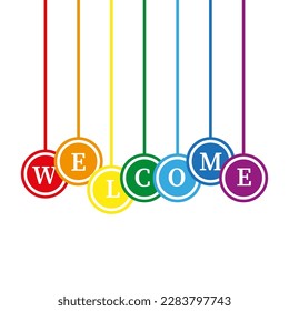 welcome colored circles on white background. Vector illustration.
