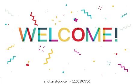 Welcome colorful banner with confetti