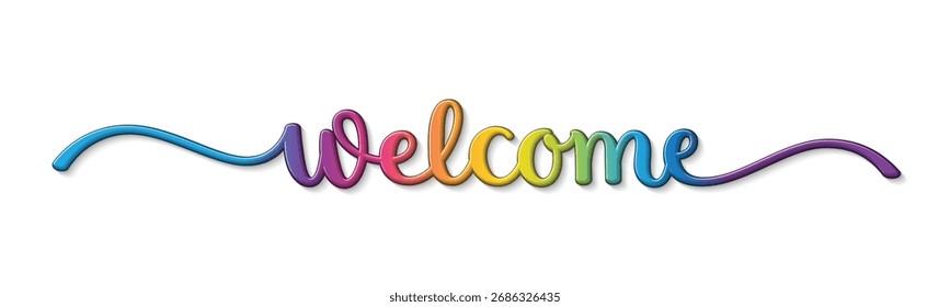 WELCOME colorful vector brush calligraphy banner with raised effect