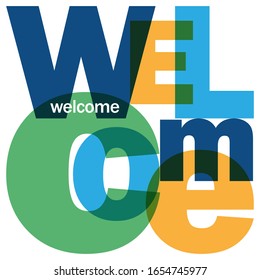 WELCOME colorful vector typography in a square