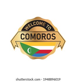 Welcome to COMOROS logo badge with  flag