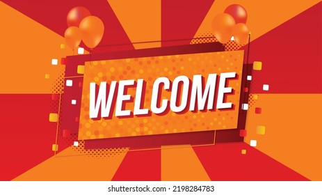 Welcome concept colorful letters background style banner design with text typography poster ector illustration.