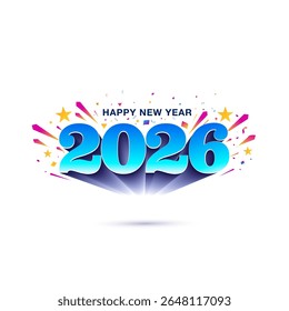 Welcome concept of new year 2026. Modern colourful abstract Happy new year 2026 3d typography illustration.