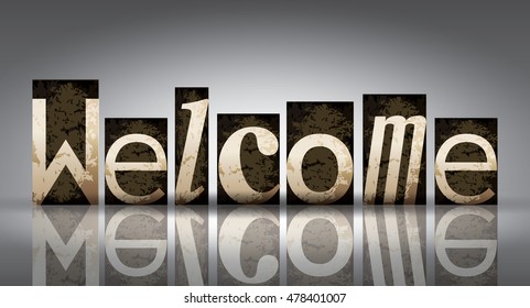 Welcome concept on grey, vector illustration template for advertising