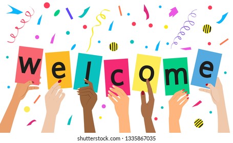 'Welcome' concept on white background. Vector illustration.