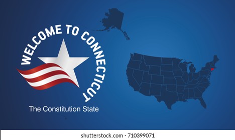 Welcome to Connecticut USA map banner logo icon