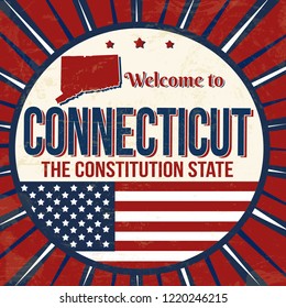 Welcome to Connecticut vintage grunge poster, vector illustrator