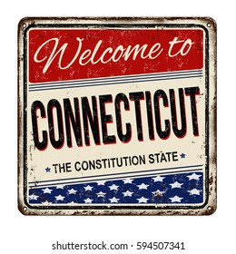 Welcome to Connecticut vintage rusty metal sign on a white background, vector illustration