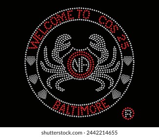 Bienvenido a cos 25 Logo Vector Rhinestone diseño de la camiseta