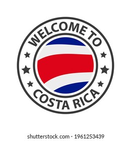 Welcome to Costa Rica. Collection of welcome icons. Stamp welcome to with waving country flag