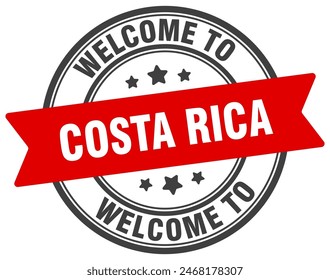 Welcome to Costa Rica stamp. Costa Rica round sign isolated on white background