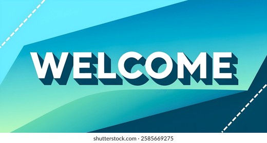 "WELCOME" creative illustration banner,flat minimalistic vector useful for greetings,celebrations etc.