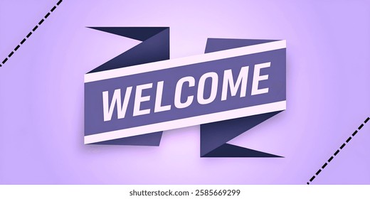 "WELCOME" creative illustration banner,flat minimalistic vector useful for greetings,celebrations etc.