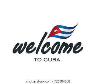 Welcome to Cuba flag sign logo icon