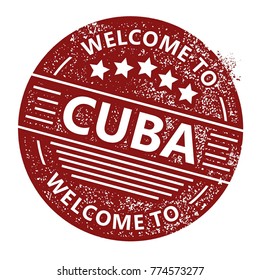 Welcome to Cuba Rubber Stamp. Vector Illustration