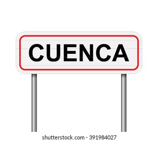 Welcome to Cuenca Spain road sign vector