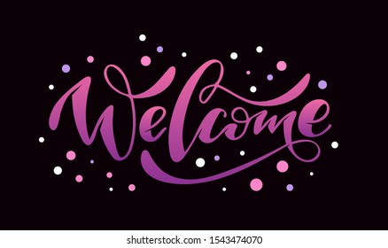 Welcome - cute hand drawn doodle lettering composition