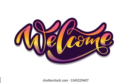 Welcome Cute Hand Drawn Doodle Lettering Stock Vector (Royalty Free ...