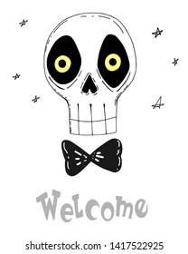 Welcome. cute skull vector illustration
