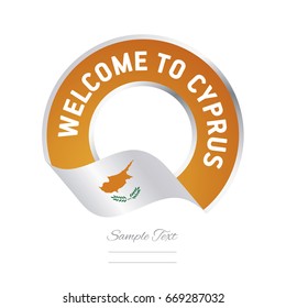 Welcome to Cyprus flag orange label logo icon