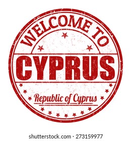 Welcome to Cyprus grunge rubber stamp on white background, vector illustration