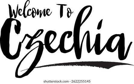 Welcome To Czechia Country Name In Grunge Text Typography