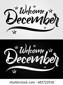 Welcome December - Grunge Brush - Vector for greeting, new month