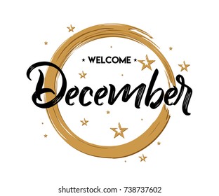 Welcome December - Grunge - Vector for greeting, new month