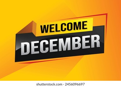 welcome December word text concept icon logo sign symbol vector note 3d style for use landing page, template, social media, web, mobile app, poster, banner, flyer, background, gift card, coupon

