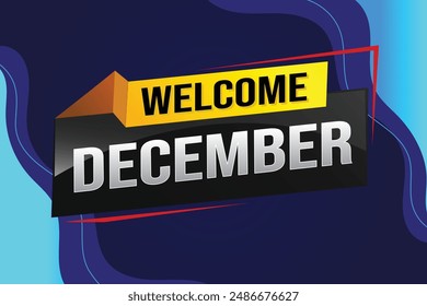 welcome December word text concept icon logo sign symbol vector note 3d style for use landing page, template, social media, web, mobile app, poster, banner, flyer, background, gift card, coupon

