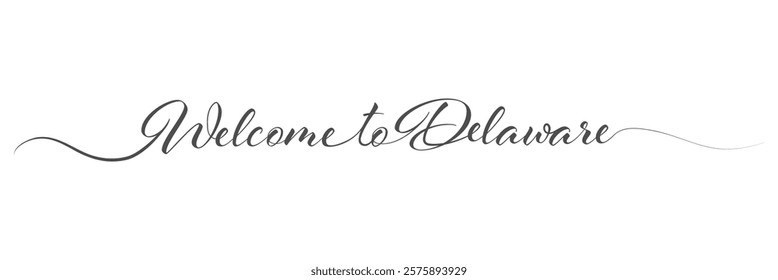 Welcome to Delaware. One-line welcome sign. A design element for a creative idea