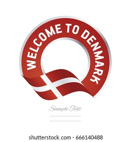 Welcome to Denmark flag red label logo icon