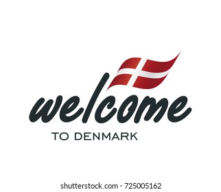 Welcome to Denmark flag sign logo icon