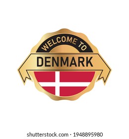 Welcome to DENMARK logo badge with  flag