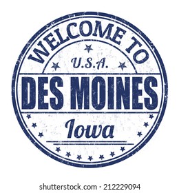 Welcome to Des Moines grunge rubber stamp on white background, vector illustration