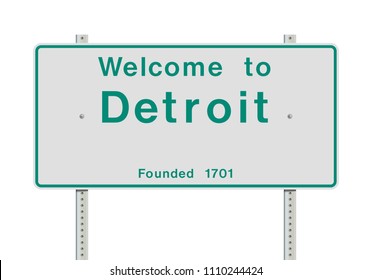 Welcome To Detroit Entrance Road Sign